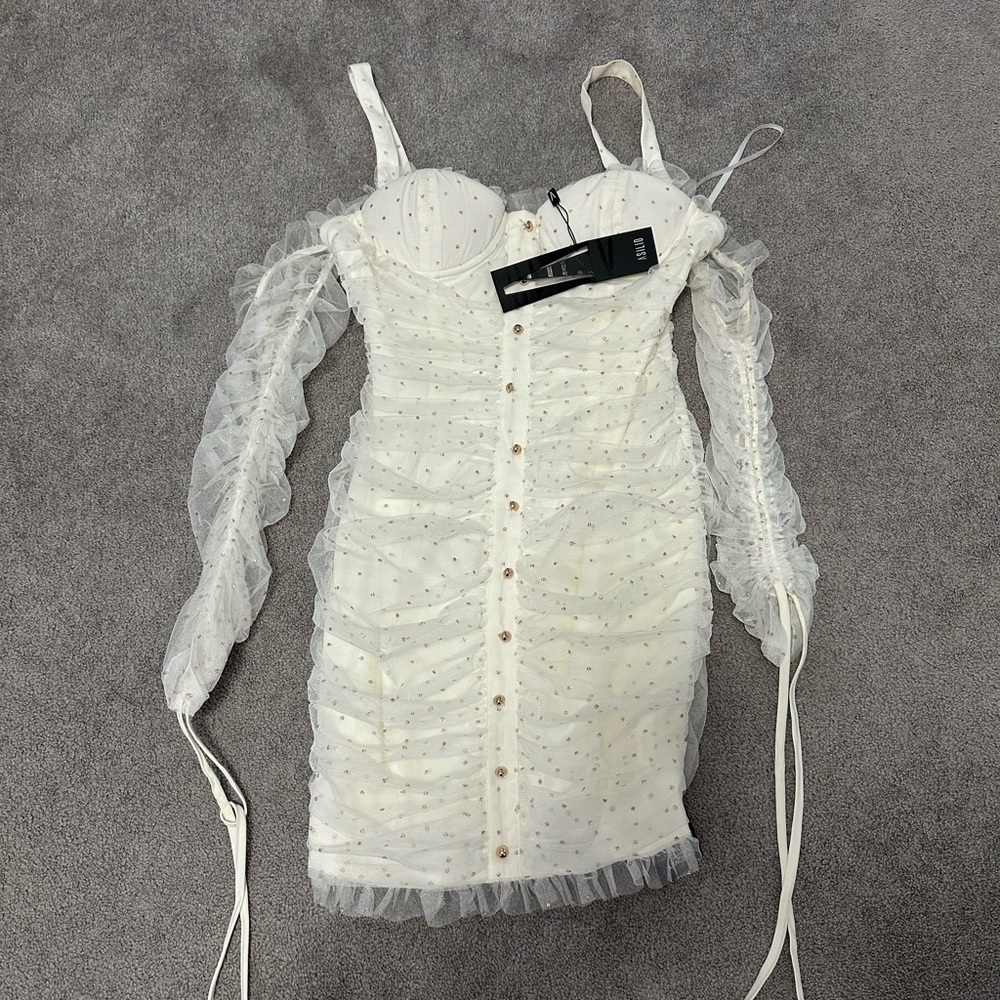 Asilio ivory ruched dress nwt 4
